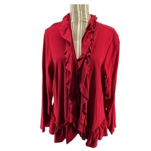 COPY - Rafaella Red cardigan with ruffles on the front and bottom Long sleeves.…